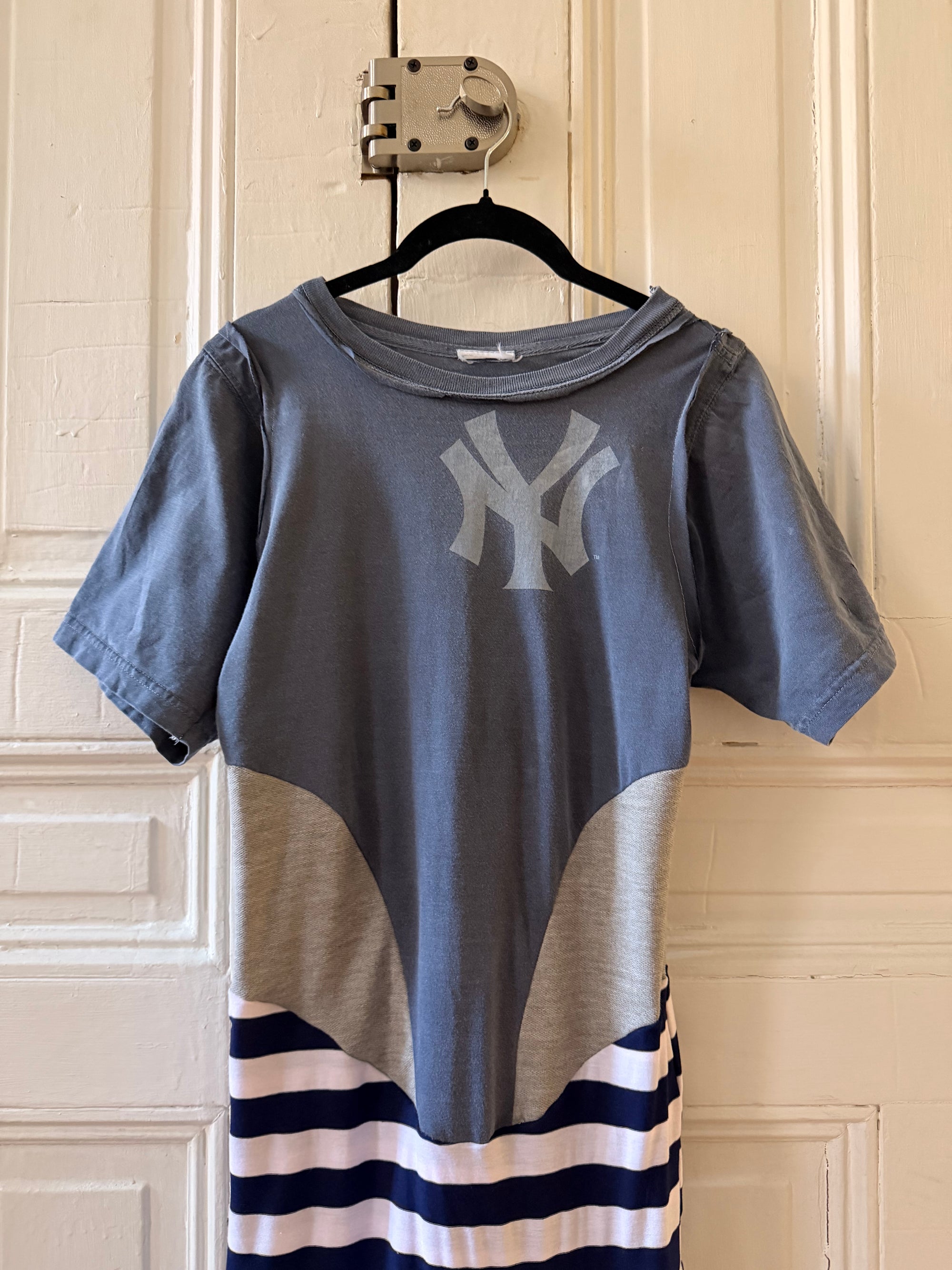 JJVINTAGE patchwork Yankees tee — handmade vintage reconstruction New York