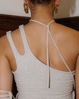 Strappy Asymmetric One Shoulder Top - Oatmeal