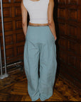 Paneled Cotton Pant - Seafoam Green